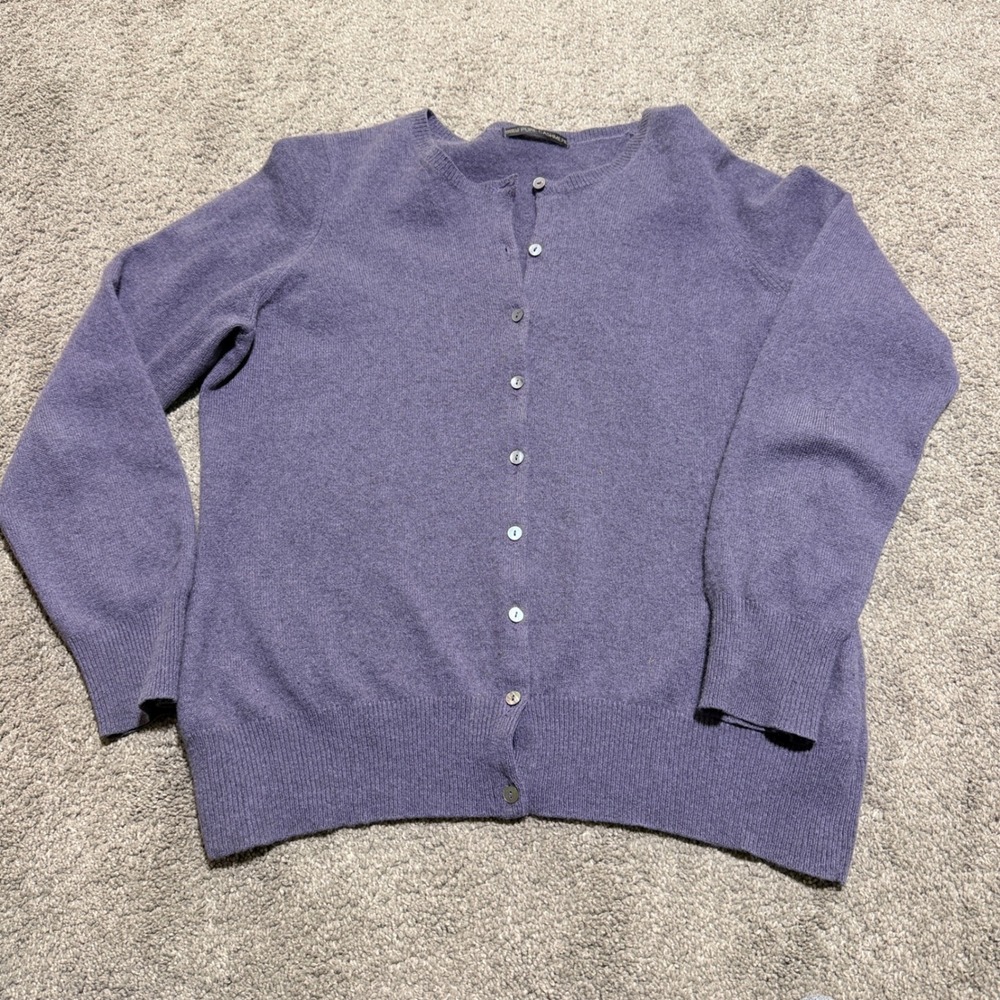Classic M&S Purple Crewneck Button-Front Women's Sweater